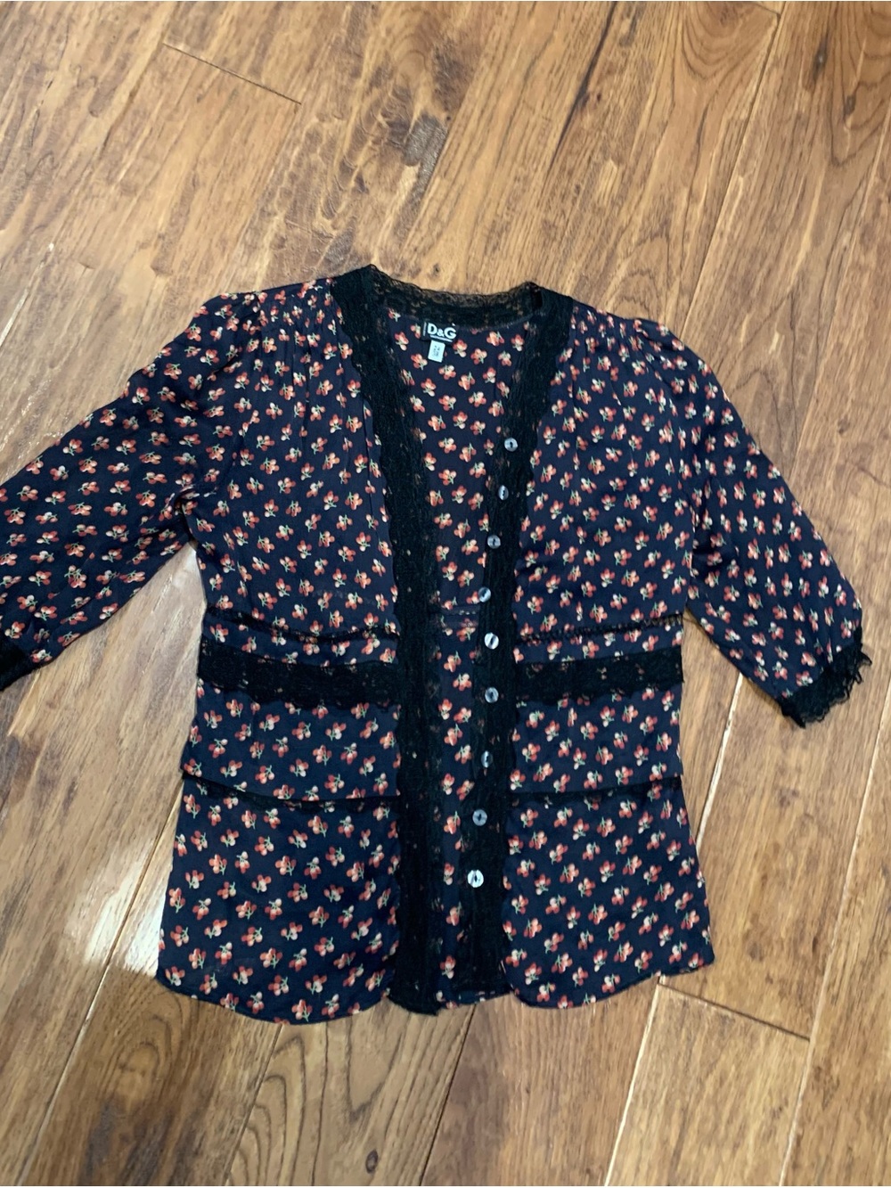 Dolce & Gabbana Black Floral Lace-Trim Button Jacket